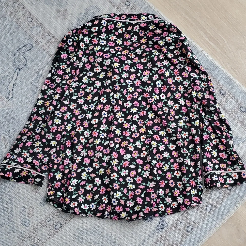 Kate Spade Pajamas Set Black Floral Top and Pants SzS